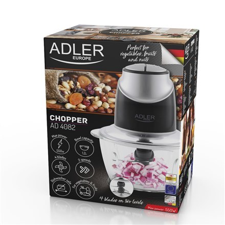 Adler | Rozdrabniacz ze szklaną misą | AD 4082 | 550 W