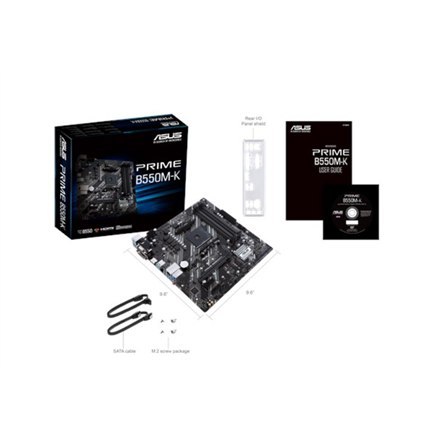 Asus | PRIME B550M-K | Gniazda pamięci 4 | Chipset AMD B | Micro ATX | Rodzina procesorów AMD | Gniazdo procesora AM4 | DDR4
