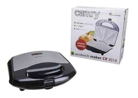 Camry | CR 3018 | Opiekacz do kanapek | 850 W | Liczba talerzy 1 | Liczba ciastek 2 | Powłoka ceramiczna | Czarny