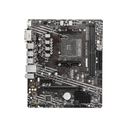 MSI | A520M-A PRO | Rodzina procesorów AMD | Gniazdo procesora AM4 | DDR4 | Gniazda pamięci 2 | Liczba złączy SATA | Chipset AMD