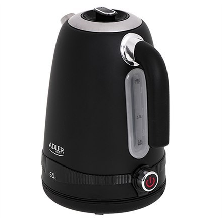 Adler | Czajnik | AD 1295b | Elektryczny | 2200 W | 1,7 L | Stal nierdzewna | Podstawa obrotowa 360° | Czarny