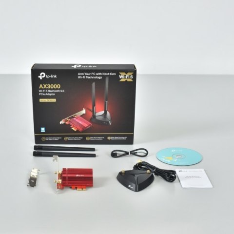 TP-LINK | AX3000 Wi-Fi 6 Bluetooth 5.0 PCIe Adapter | TX3000E | 2.4GHz/5GHz | Antena typu 2xHigh-Gain External Antennas | 574+24