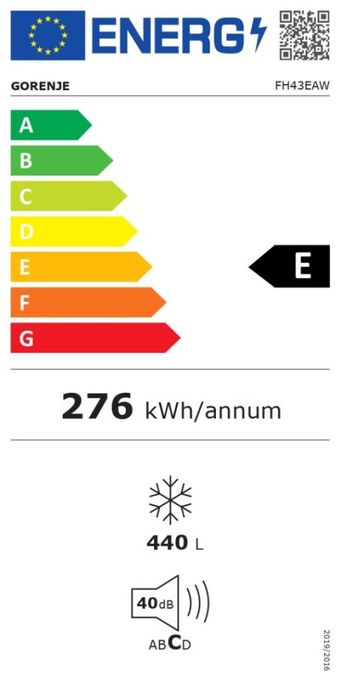 Zamrażarka Gorenje | FH43EAW | Klasa efektywności energetycznej E | Komoda | Wolnostojąca | Wysokość 85,8 cm | Pojemność całkowi