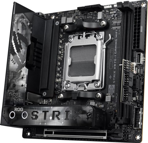 Asus | ROG STRIX X870-I GAMING WIFI | Rodzina procesorów AMD | Gniazdo procesora AM5 | DDR5 DIMM | Obsługiwane interfejsy dysków