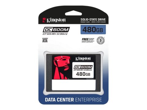 Kingston DC600M | 480 GB | Format dysku SSD 2,5" | Interfejs dysku półprzewodnikowego SATA Rev. 3.0 | Prędkość odczytu 560 MB/s 