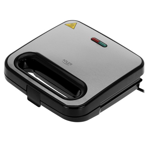 Opiekacz do kanapek Adler | AD 3076 | 1000 W | Liczba płyt 1 | Czarny/Srebrny