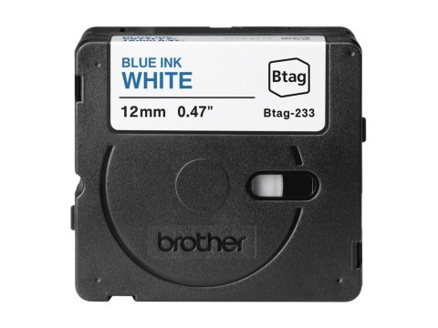 Brother BTAG-233 BTAG233 12mm Blue on white tape