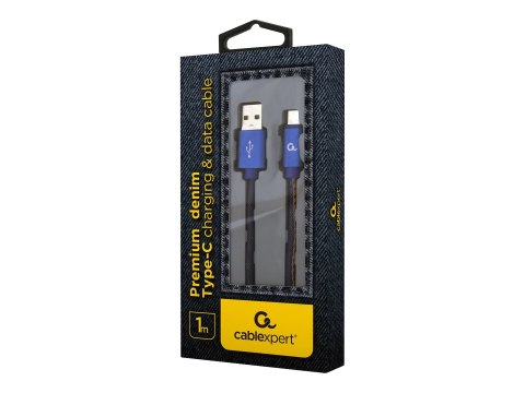 Cablexpert Premium Jeans (Denim) Type-C USB Cable with Metal Connectors | CC-USB2J-AMCM-1M-BL | Blue | 24 pin USB-C - male | 1 m