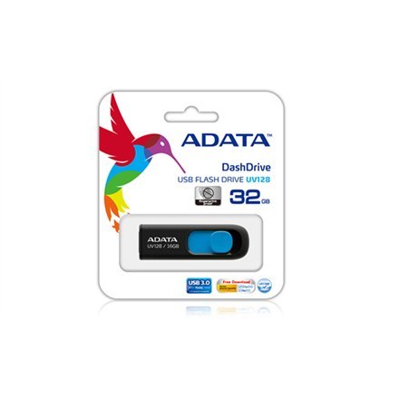 ADATA | UV128 | 64 GB | USB 3.0 | Czarny/Niebieski