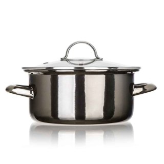 GARNEK EMALIOWANY 22cm 3,7L Z POKRYWĄ BANQUET METALLIC BLACK
