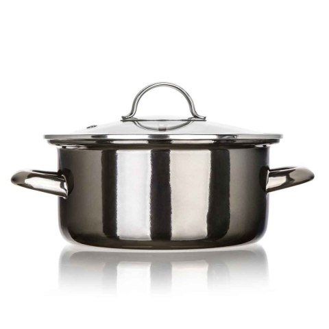 GARNEK EMALIOWANY 22cm 3,7L Z POKRYWĄ BANQUET METALLIC BLACK