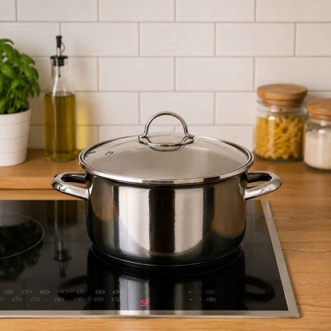 GARNEK EMALIOWANY 22cm 3,7L Z POKRYWĄ BANQUET METALLIC BLACK
